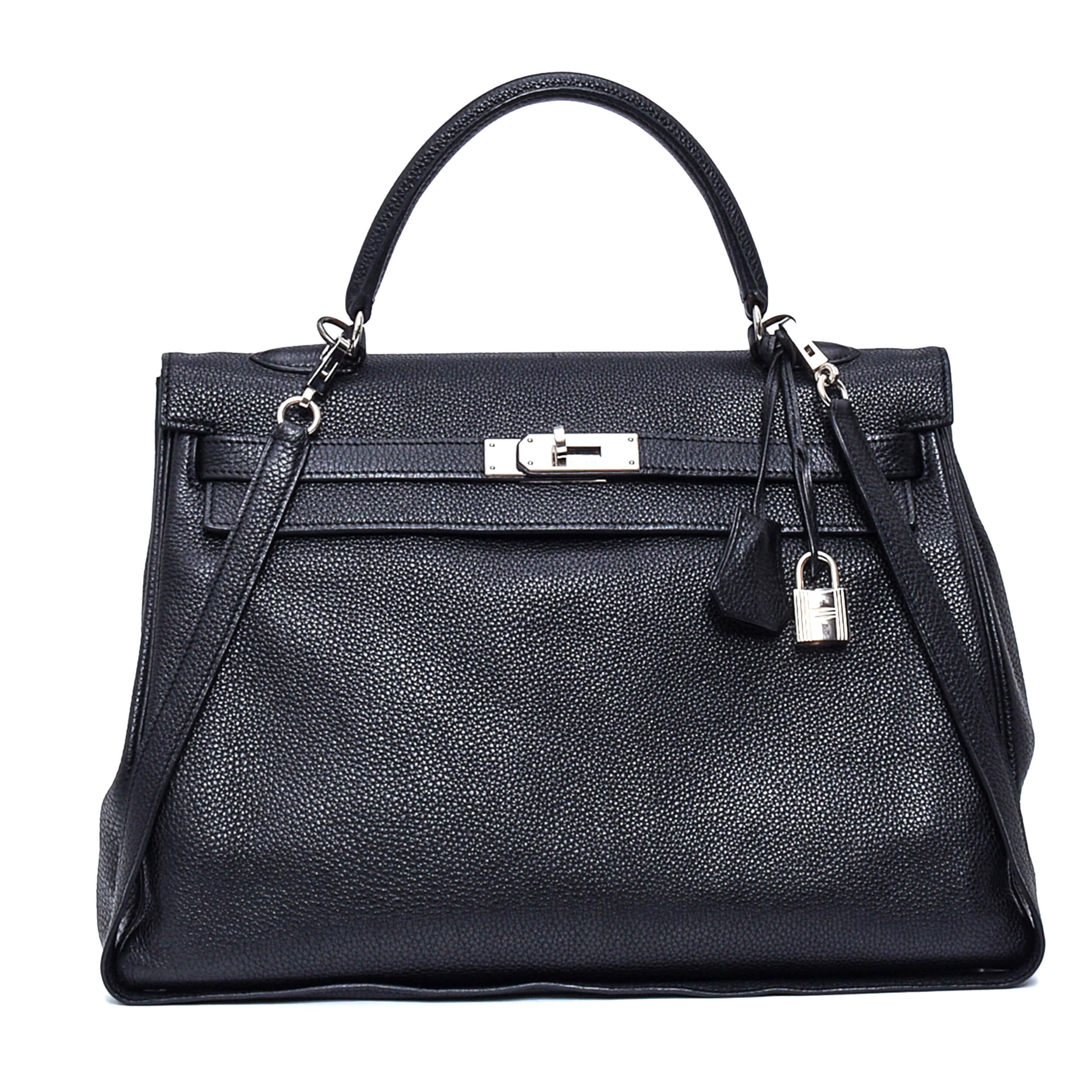 Hermes - Black Togo Leather PHW Kelly 35 Bag 